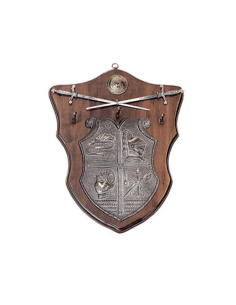Panoplia medieval, tipo llavero, con 2 dagas y escudo...