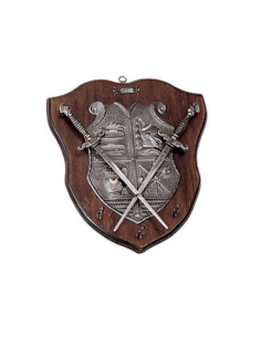 Panoplia medieval, tipo llavero, con 2 dagas y escudo...