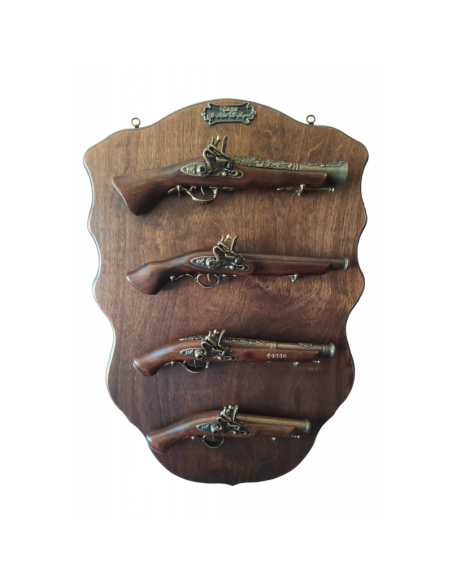 Panoply 4 vuursteenpistolen met tafel...