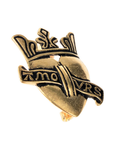 Pelgrim Hart met Kroon bronzen broche