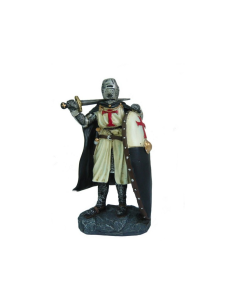 Miniatur-Tempelritter mit Schild und Schwert (22 cm).