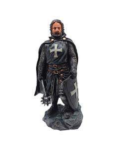 Caballero templario en miniatura con maza y escudo (22 cm.)