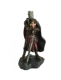 Caballero templario en miniatura túnica roja y espada (22 cm.)