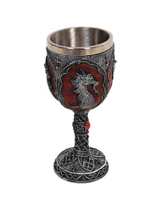 Fantasy mittelalterlicher Kelch Drache und Kreuze (18 cm.)