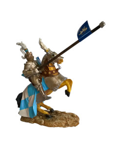 Caballero medieval en miniatura con estandarte León...