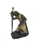 Caballero medieval en miniatura Templario arrodillado con espada (12 cm.)