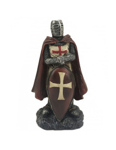 Caballero templario en miniatura con escudo rojo (12 cm.)