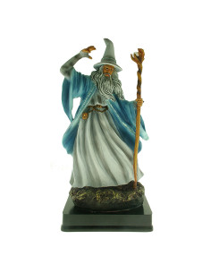 Miniatuur van de tovenaar Merlijn met wandelstok (12 cm.)