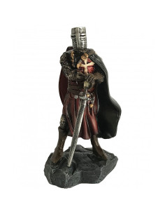 Miniatuur Hospitaalridder rode tuniek met zwaard (12 cm.)