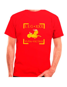 Camiseta Legión Romana XXX Ulpia Victrix en rojo, manga corta
