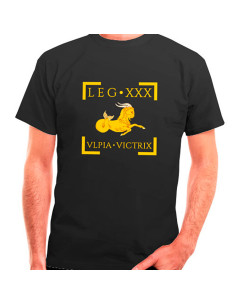 Camiseta Legión Romana XXX Ulpia Victrix en negro, manga corta