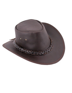 Cowboyhat i ægte læder, mørkebrun