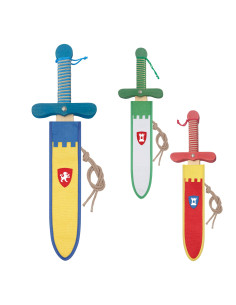 Espada medieval de madera para niños, con vaina (48 cm.)