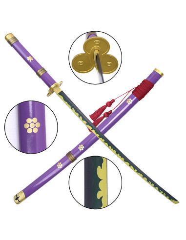 Katana decorativa lila Enma de Zoro, One Piece (97 cm.)