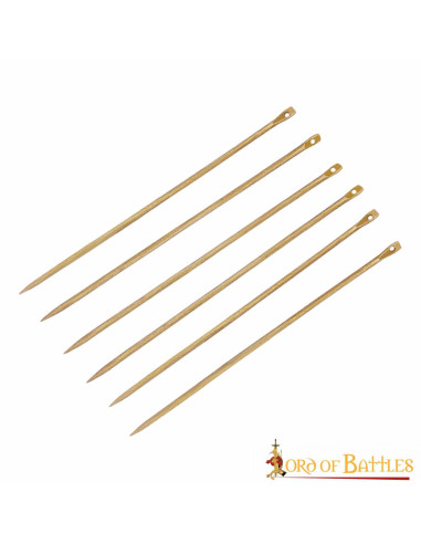 Set mit 6 mittelalterlichen Nadeln aus massivem Messing (5,9 cm.)