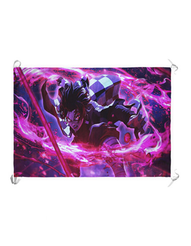 Banner-Flag Demon Slayer af Tanjiro Kamado (70x100 cm.)
 Materiale-Satin