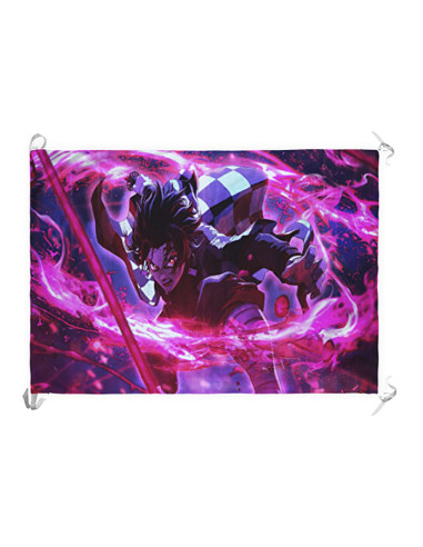 Banner-Flagge Demon Slayer von Tanjiro Kamado (70 x 100 cm).
 Material-Satin