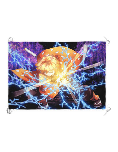 Banner-Flag Demon Slayer af Zenitsu Agatsuma (70x100 cm.)
 Materiale-Satin