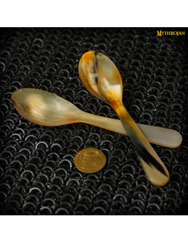 Set 4 cucharas medievales en asta de buey (16,5 cm.)