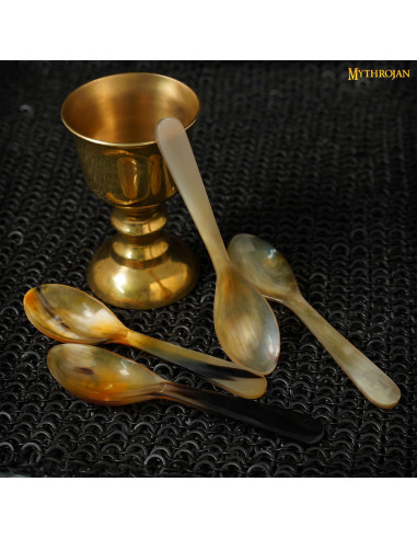 Set 4 cucharas medievales en asta de buey (16,5 cm.)