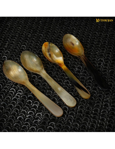 Set 4 cucharas medievales en asta de buey (16,5 cm.)