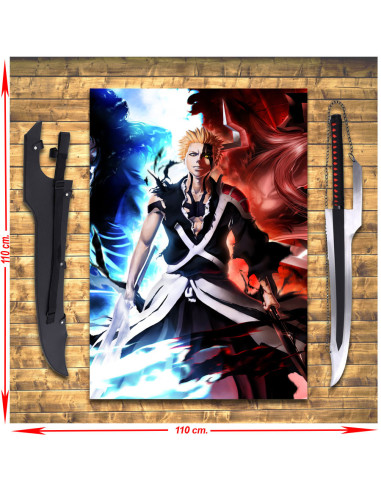 Ichigo Kurosaki's Zangetsu-zwaardpakket + banner, bleekmiddel