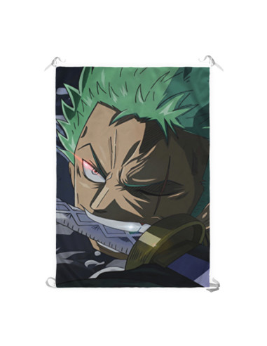 Banner-flag af Zoro Roronoa, One Piece (100 x 70 cm.)
 Materiale-Satin