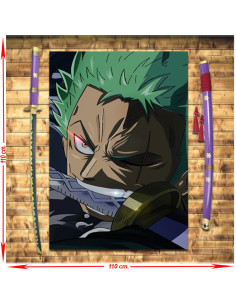 Pack Katana lila Enma de Zoro Roronoa + Estandarte, One Piece