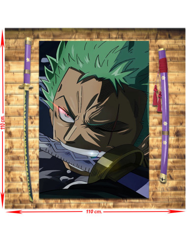 Lila Katana Pack Zoro Roronoa Enma + Banner, One Piece