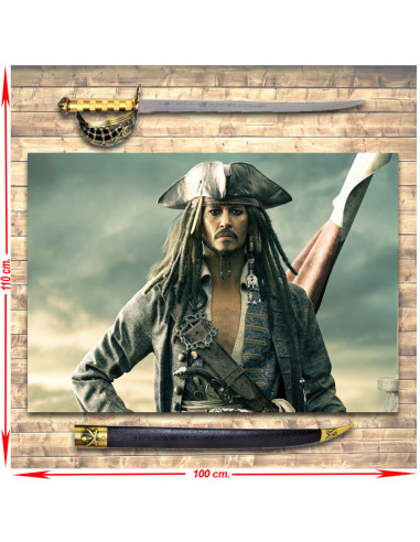 Pack Espada Jack Sparrow Piratas Del Caribe + Estandarte
