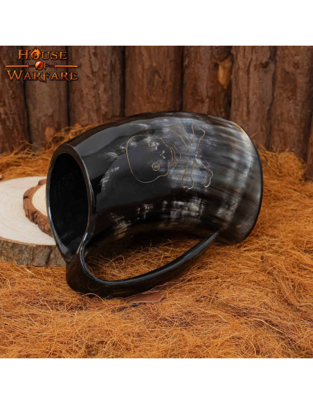 Pirat-kranie drikkekrus i oksehorn