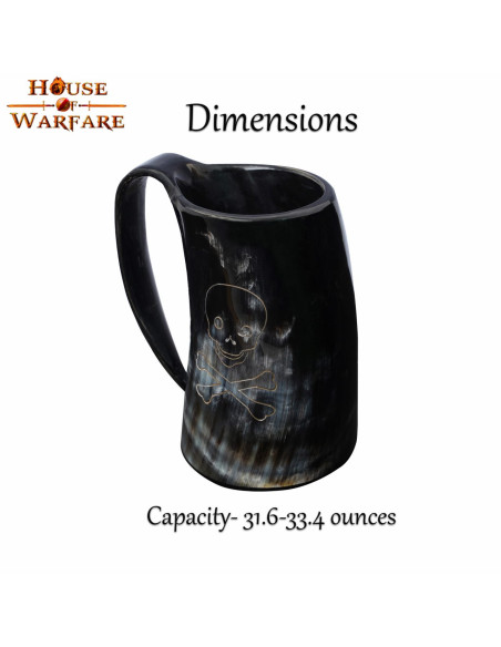 Piratenschedel drinkbeker in ossenhoorn