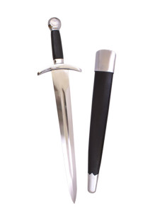 Dekorativ middelalderdolk med skede (54,5 cm.)