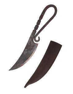 Cuchillo medieval forjado, con funda (22 cm.)