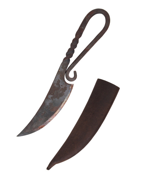 Cuchillo medieval forjado, con funda...