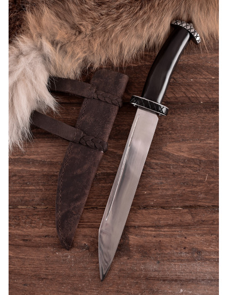 Short Seax kniv med hornskaft og...