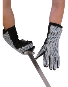 Læderhandsker med ringbrynje, 6 mm.