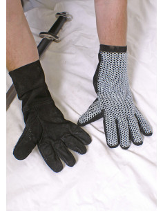 Leren handschoenen met maliënkolder, 6 mm. 2