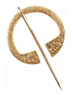 Keltische broche met fibula type ring, messing (6,5 cm.)