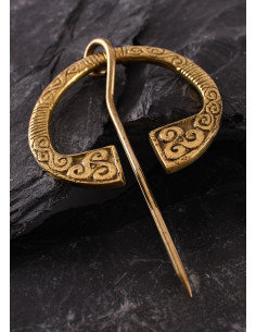 Keltische broche met fibula type ring, messing (6,5 cm.) 2