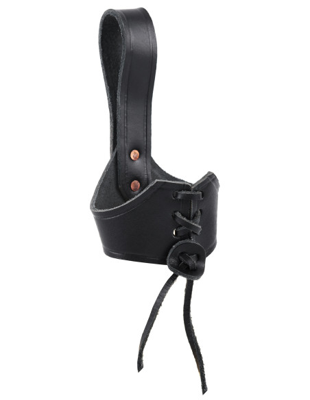 Sort læder baldric til vikingehorn