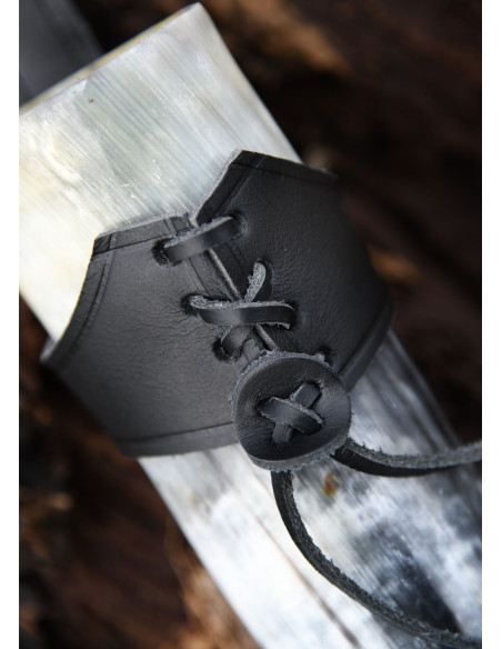 Sort læder baldric til vikingehorn