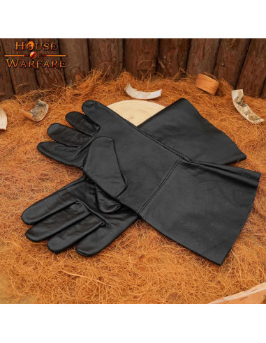Mittelalterliche Handschuhe aus schwarzem Leder
