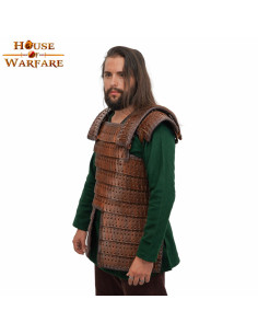 Armadura Vikinga lamelar en cuero marrón