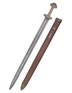 Espada vikinga con empuñadura de bronce, acero de Damasco 2