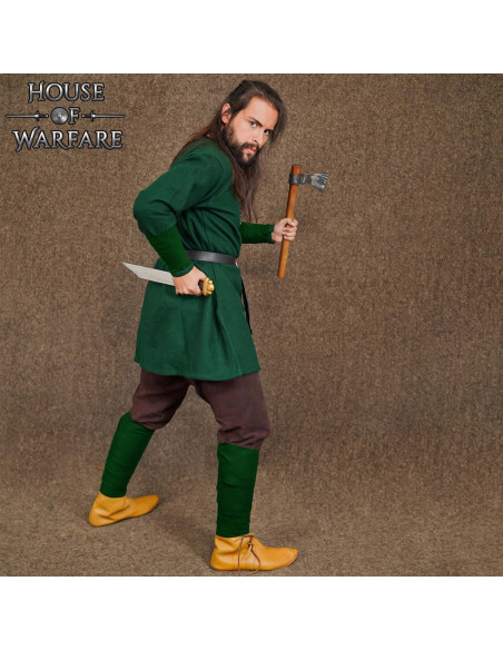 Viking-Ringelsocken aus Wolle - grün