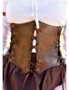 Mittelalterliches Lederkorsett mit Schnürung, braun 2