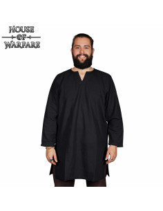 Túnica vikinga y medieval en algodón - negra