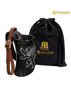 Middelalderkande i hornhorn med rem (600 ml.)