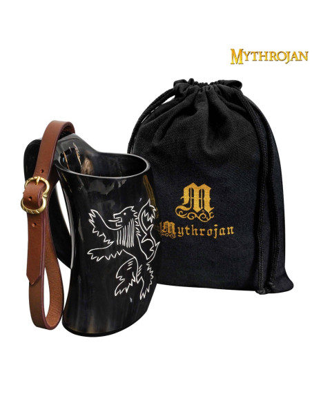 Middelalderkande i hornhorn med rem...